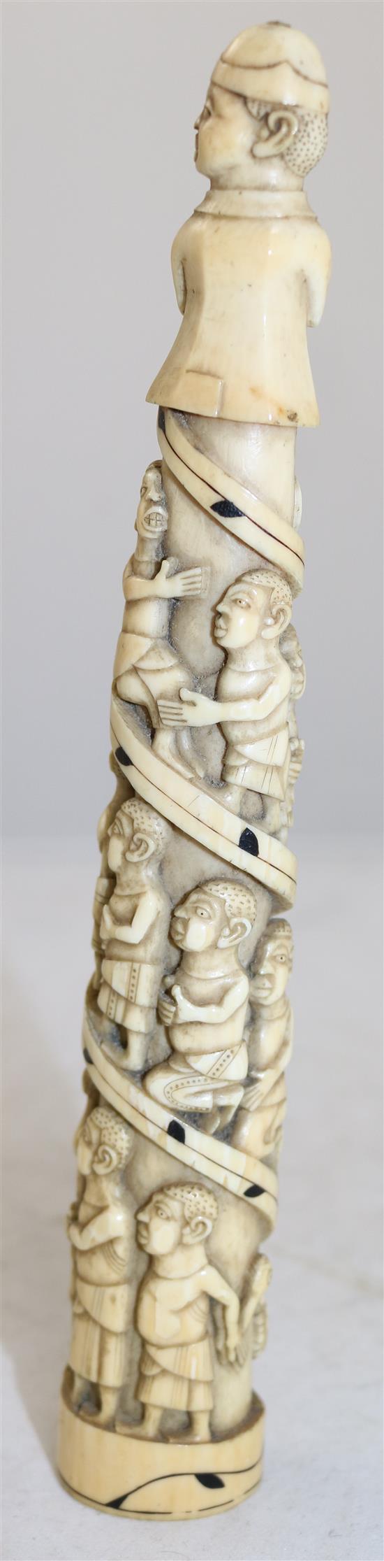 An early 20th century Belgian Congo ivory tusk, 8.5in.